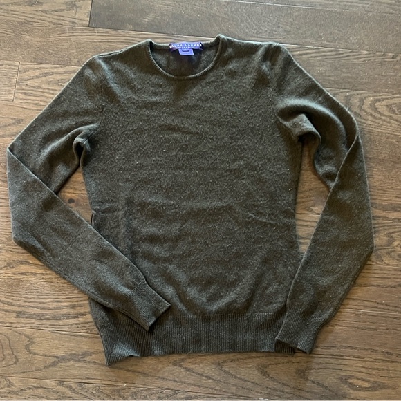 Ralph Lauren Sweater Women's Medium Brown 100% Cashmere Long Sleeve Purple Label - Picture 2 of 7